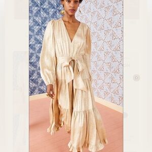 ULLA JOHNSON Helena Gilded Silk Midi Dress